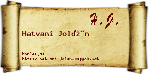 Hatvani Jolán névjegykártya