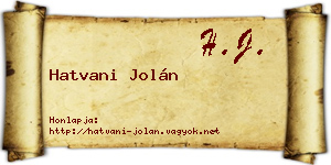Hatvani Jolán névjegykártya