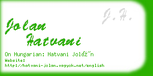 jolan hatvani business card